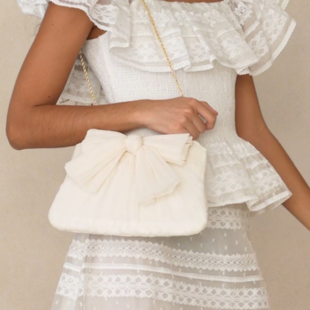 Loeffler Randall Rayne Pearl Bow Clutch in pearl